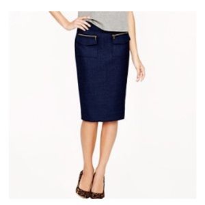 J. Crew Navy Wool Pencil Skirt